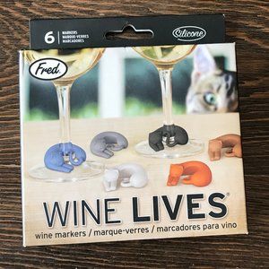 Wine Lives cat wine glass markers